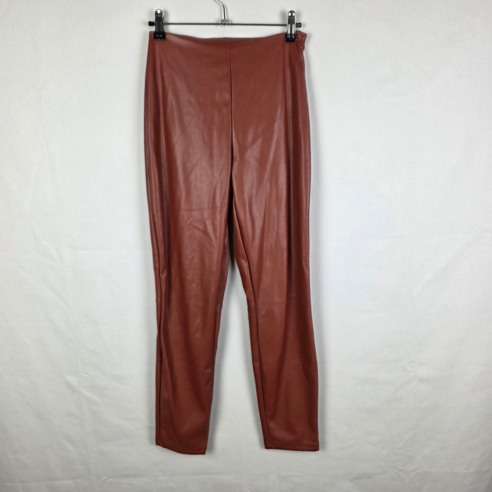 Fabletics Cognac Brown Faux Leather High Waisted Leggings PT2250816 Small